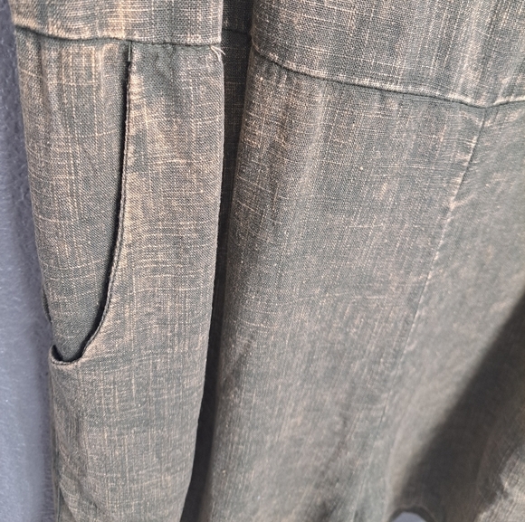 NWT 100% Washed Linen Olive Green Heather Romper - Picture 10 of 14